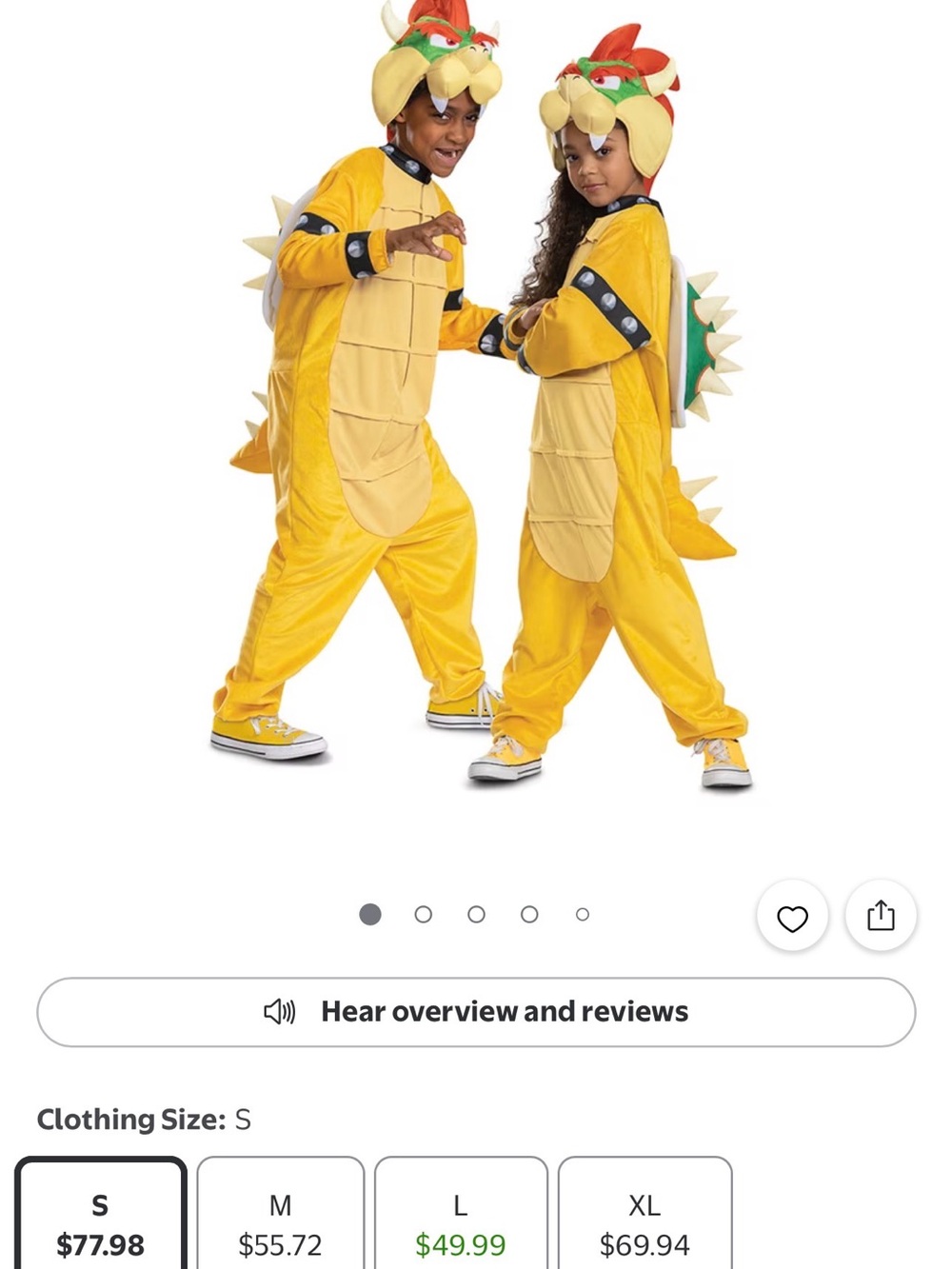 Child 4-6 Bowser Costume, Mario Bros.